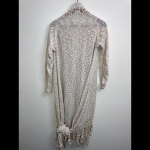 Lucky Brand long fringe knit sweater linen cotton